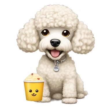 cream mini poodle have breakfast  sticker