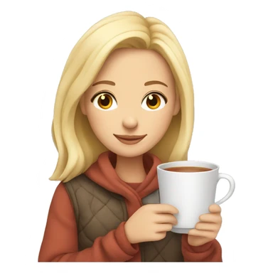 Blonde girl cozy holding tea sticker