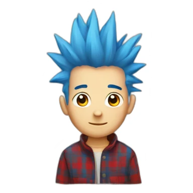 Spiky blue-haired boy In plaid  sticker