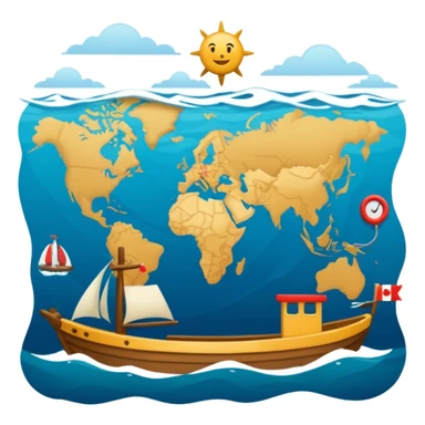 navegar, mar, mundo, mapa, brújula, dirección sticker