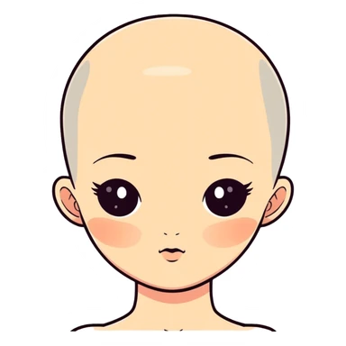 Girl with shaved head and birthmark who is very fat and has big nostrils and a lazy eye sticker