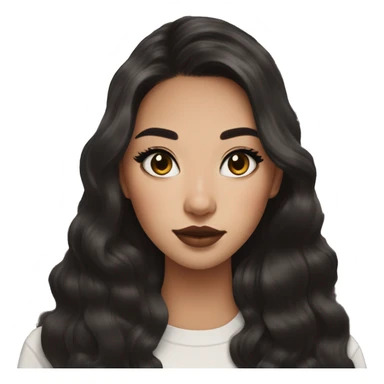Beautiful half white half asian starbucks barista with long dark brown hair and cat eye makeup and light glossy lips and blush sticker