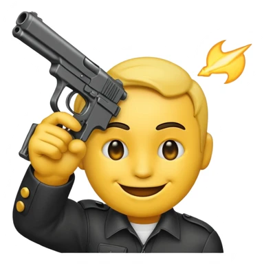 It should look like the smiling emoji with a gun to his head. The muzzle is pointed towards his face (This is ironically) sticker