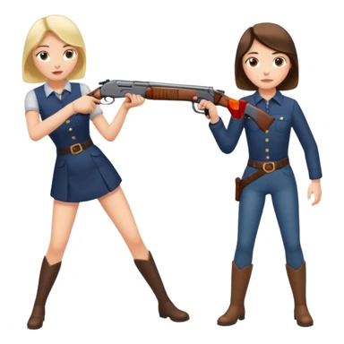 A girl shooting a man’s leg with a shotgun sticker