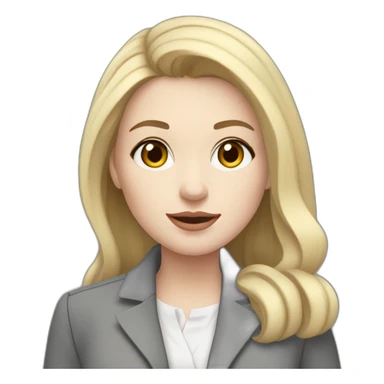 pale skin woman with cold blonde straight middle length hair, White blouse, Gray oversize jacket, Gray skirt holding a color palette in the hands sticker