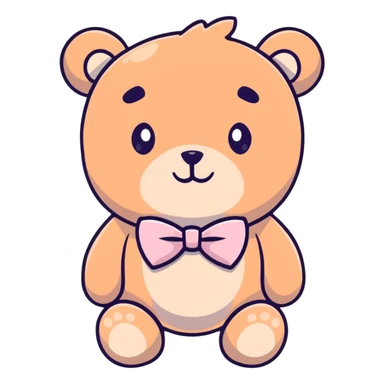 teddy bear with light pink bow tie sticker
