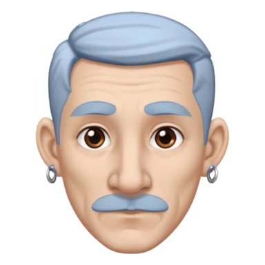 white-gray haired heavy blue tattooed big head accessory big nose mid size ear young sticker