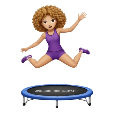 Curly hair Woman jumping on trampoline sticker