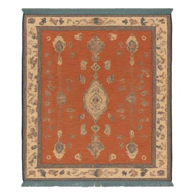 3/4 view oriental rug with tassels sticker