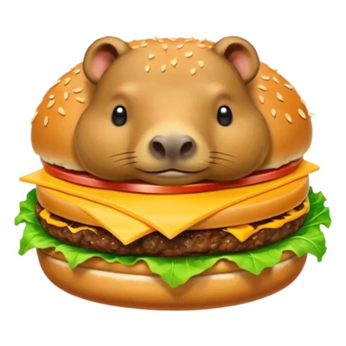 capybara laying on a burger sticker