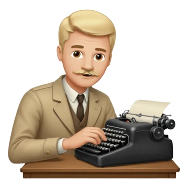 moustache blonde man with vintage typewriter sticker