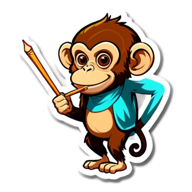 Monkey was feeding legs with toothpick sticker