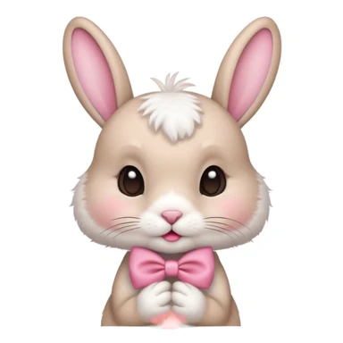 I want a cute rabbit with a bow on its ears making a kissing face  sticker
