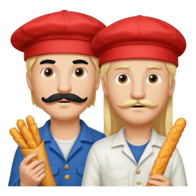 Aurore had long blond hair and Enzo is an Italian boy with mid-long black hair, mustache and a cap on his head and they are figthing like monster about mozzarella sticks sticker