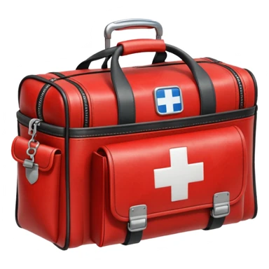 A paramedic’s emergency kit bag placed beside the ambulance door.
 sticker