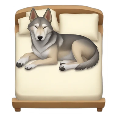czechoslovakian wolfdog sleeping on a bed, full body sticker