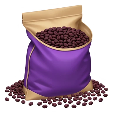 Bag of purple coffee beans lying on the floor sticker
