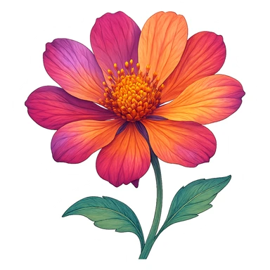digital illustration of a flower, no background sticker