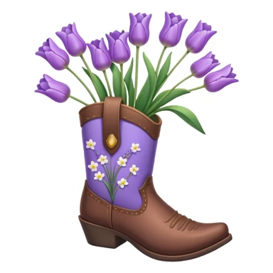 Create a singular cowboy boot filled with natural looking flowers ex. Lavender, baby’s breath, tulips etc  sticker