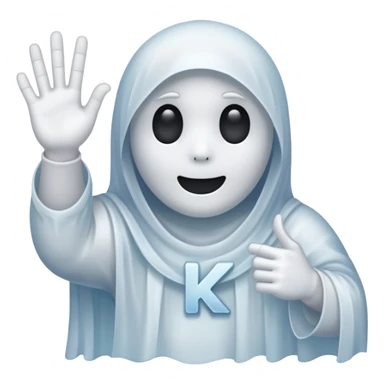 White ghost holding k sign sticker