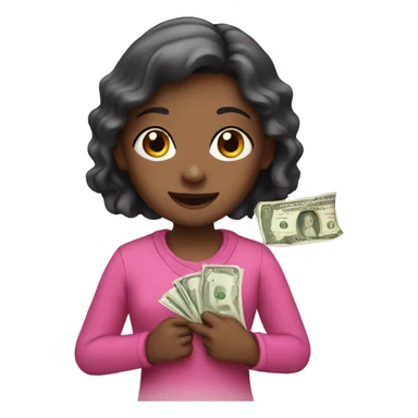 a girl with money in pink sticker