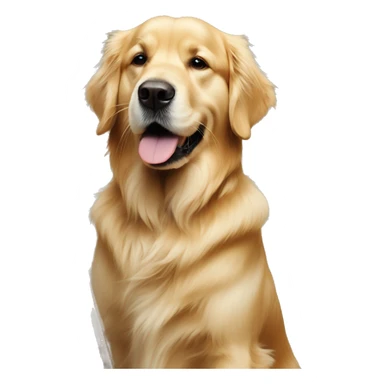 Golden retriever painting a picture of a man sticker