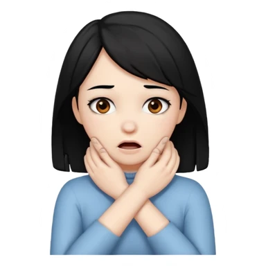 criss cross hands around throat choking self emoji female black hair brown eyes  sticker
