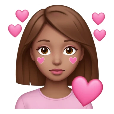 mujer con corazones rosas pelo cafe sticker