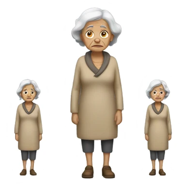 old woman sad standing full body sticker