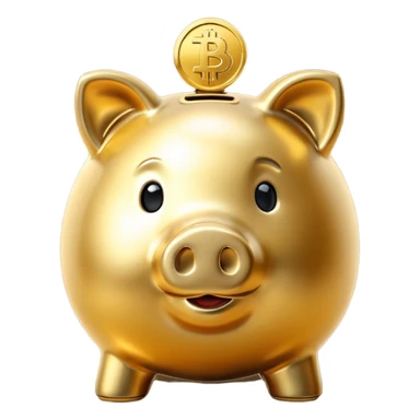 with piggybank with crypto golden piggybank sticker
