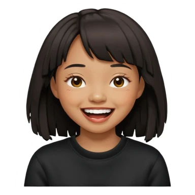 Asian girl in black fringed swearshirt, laughing sticker