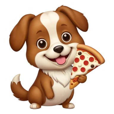Dog with icecream and a slice of pizza sticker