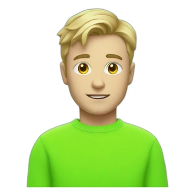 white boy in neon green sweater with cassette in his hand sticker