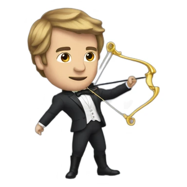 Macron hold a bow sticker