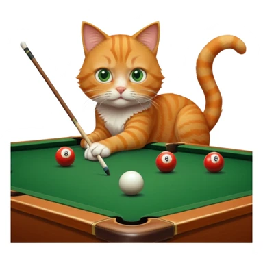 cat playing billiards sticker