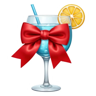 Red bow with a cup of drink sticker