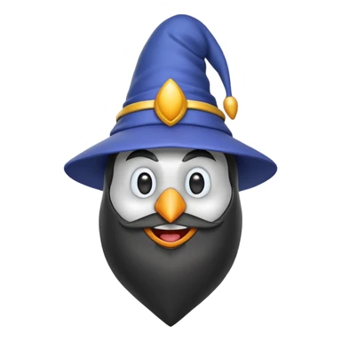 penguin wizard in the style of a 3d emoji sticker