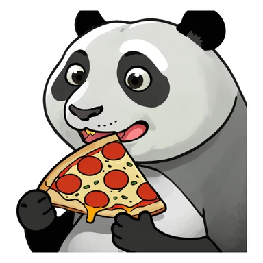 Panda eating pizza sticker