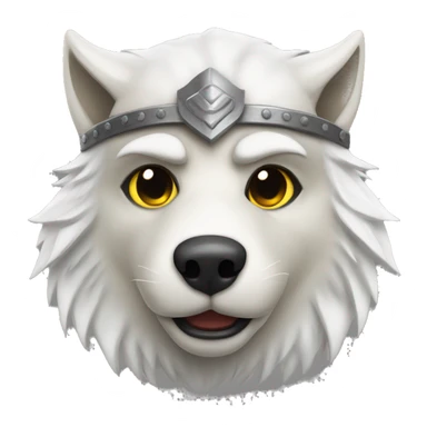 White wolf wearing a viking helmet sticker