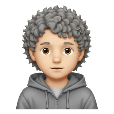 baby face 18 year old boy with grey hoodie and curly-wavy wolf cut hair sticker