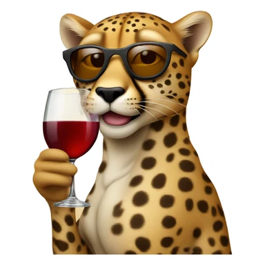 A cheetah wearing sunglasses and holding a glass of wine sticker