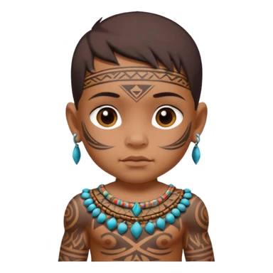 tatooed baby on neck and face, tribal ancient, half body sticker
