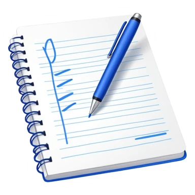 Close-up of a blue pen or pencil writing a bold checkmark on a notebook. Minimalist, modern style, with clean lines and emphasis on the checkmark sticker