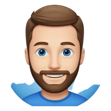 homme yeux bleus presque chauve et une barbe courte moins de chevaux et sourir sticker