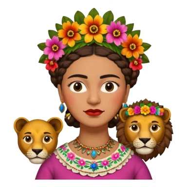 Frida Kahlo with lion sticker