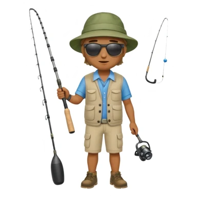 Man in motion casting a fishing rod full body sticker