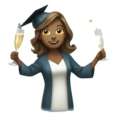 Female graduate popping champagne bottle  sticker