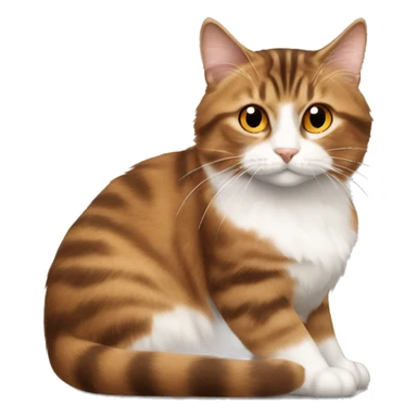 short haired brown tabby cat with a long haired orange and white cat sticker