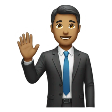 business man raising hand sticker
