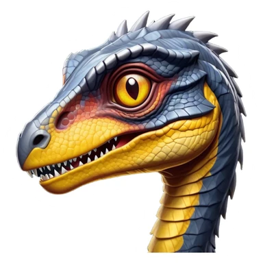 Cinematic Noble jurassic park Velociraptor Portrait Emoji, Poised and menacing, with a sleek, muscular build clad in dark, scaly skin reminiscent of jurassic park Park’s iconic raptor, a sharply curved snout and piercing, intelligent eyes that exude predatory cunning, Simplified yet boldly defined features, highly detailed, glowing with a cool, ominous radiance, high shine, intelligent and relentless, stylized with an air of cinematic prehistoric authority, focused and alert, soft glowing outline, capturing the essence of a watchful and confident jurassic park Velociraptor that appears ready to dash out of the screen with effortless power! sticker